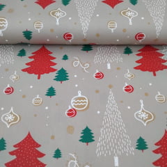 TRICOLINE ESTAMPADA NATAL 100% ALGODÃO